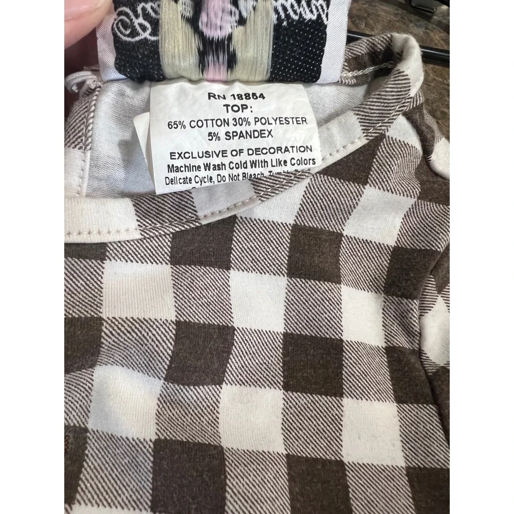 Rare Editions Brown Gingham Turkey Sequin Tunic & Leggings Set 4T thanksgiving